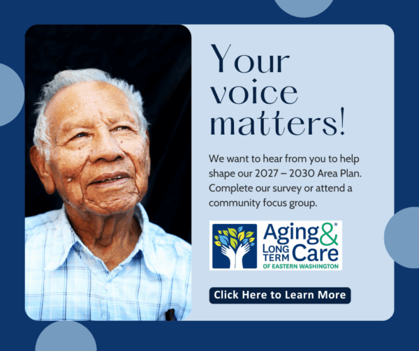 Image of an older male smiling and looking up. Your voice matters! Click here to learn more.